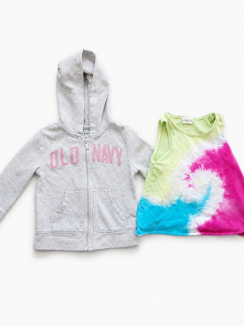 Old Navy Hoodie & Cherokee Tie Dye Tank Top Girls Size 2T Bundle Pink Blue Green
